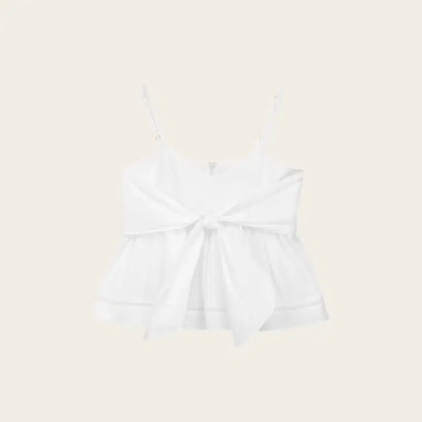 [BUNJANG] Le Plain Mabel Blouse White Ribbon Sleeveless T-Shirt / [1회 착용] 르플레인 마벨 블라우스 M 리본 화이트 나시 민소매 반팔 티셔츠