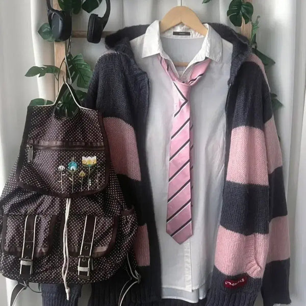 [BUNJANG] Morino Gato Vintage Sprite Knit Loose Hood Zip-Up / 모리노가토 빈티지 스프라이트 니트 루즈 후드집업 카메빈티지 스즈코 모리걸 마루빈티지