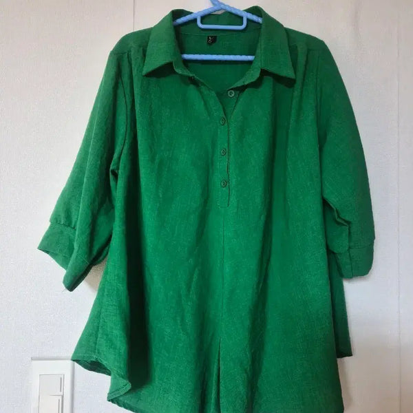 [BUNJANG] Green Short Sleeve Shirt / 그린색 셔츠