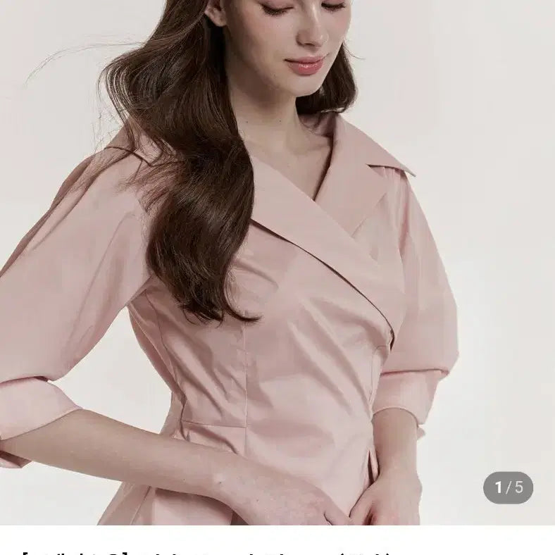 [BUNJANG] Grace Yu Adela V-Neck Blouse Pink / 그레이스유 Adela V넥 블라우스 핑크