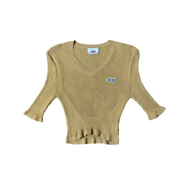 [BUNJANG] gcds Beige Short Sleeve Knit Top / 이탈리아 하이엔드 gcds 베이지 반팔 니트
