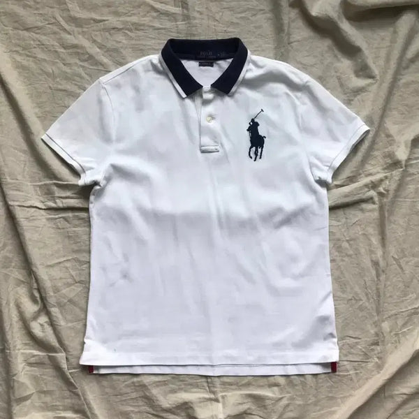 [BUNJANG] Polo Ralph Lauren Big Pony Logo White T-Shirt / 폴로 랄프로렌 빅포니로고 화이트 카라티