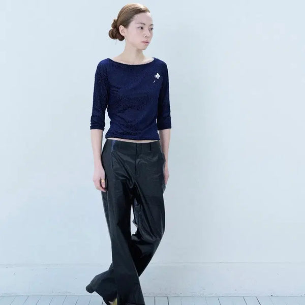 [BUNJANG] Teak Floral Velvet Raglan Top / Teak floral velvet Raglan top