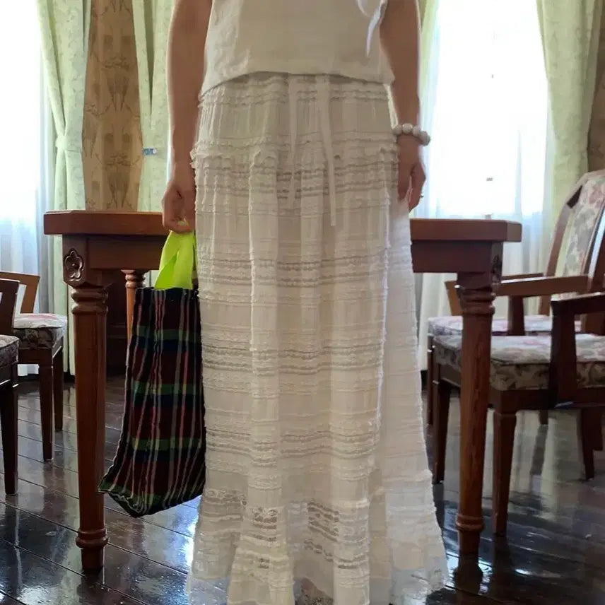 [BUNJANG] Arr Love Code You Lace Maxi Skirt / Arr 아르 러브코드유 레이스 맥시 스커트