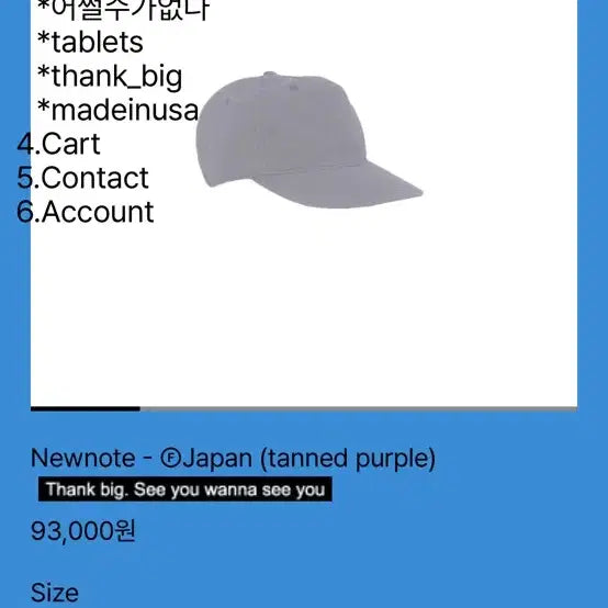 [BUNJANG] Tepstores Cap M Purple / 테프스토어즈 모자 M 퍼플