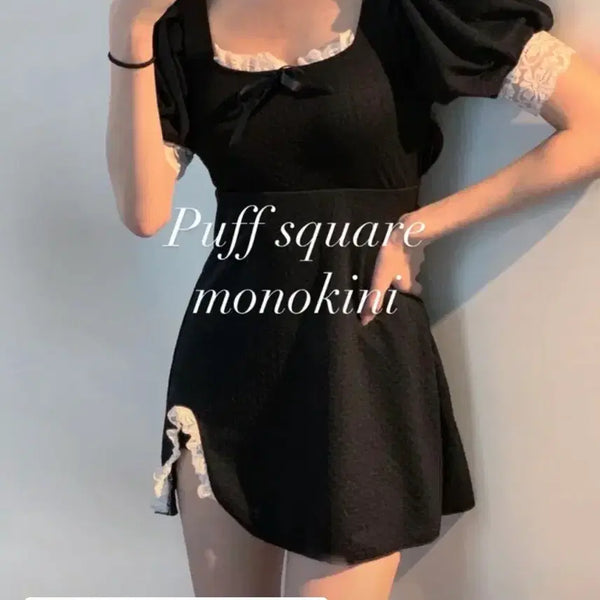 [BUNJANG] Plomer Puff Square Monokini Black / 플로머 퍼프 스퀘어 모노키니 블랙