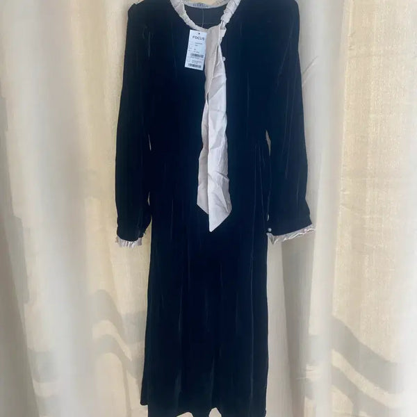 [BUNJANG] Focus Velvet Long Dress Black / 포커스 벨벳 롱 원피스 블랙