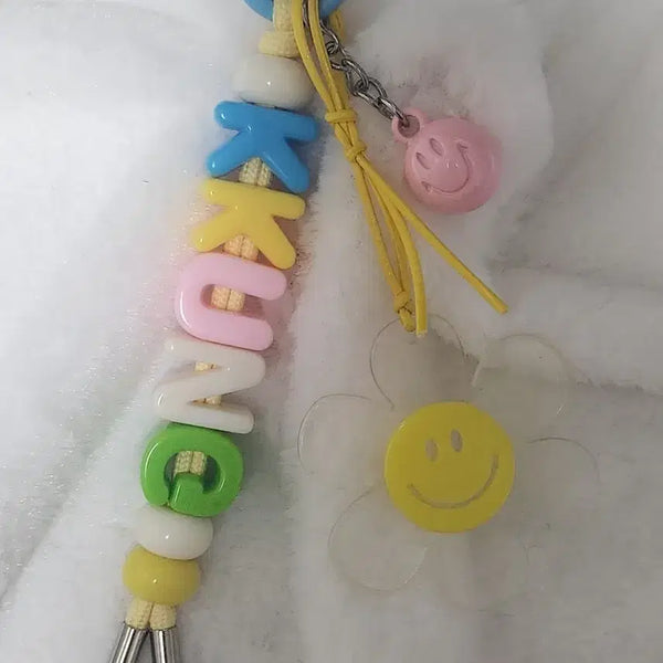 [BUNJANG] Custom Alphabet Bead Keychain with Charms / 이니셜키링