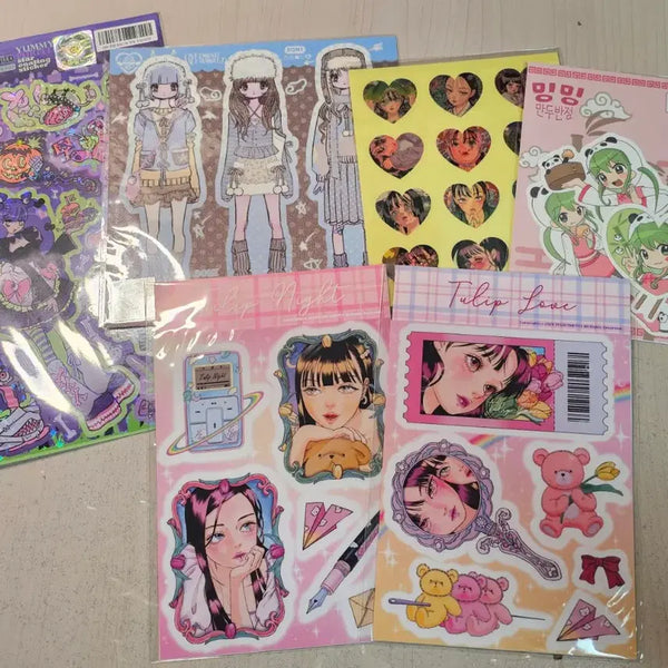 [BUNJANG] Bundle Set: Character Stickers, Seal Stickers, Scrap Stickers / 일괄 ] 다꾸 / 인물스티커 씰스티커 씰스 조각스티커