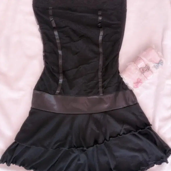 [BUNJANG] Hime Gyaru Lace Dot Tube Top Dress / 히메갸루 달천 핀터레스트 레이스 도트 튜브탑 원피스