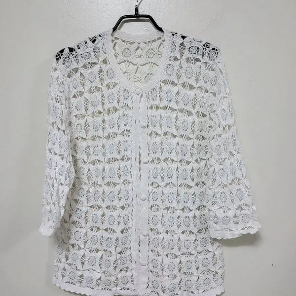 [BUNJANG] White Lace Cardigan / 화이트 레이스 가디건.260804