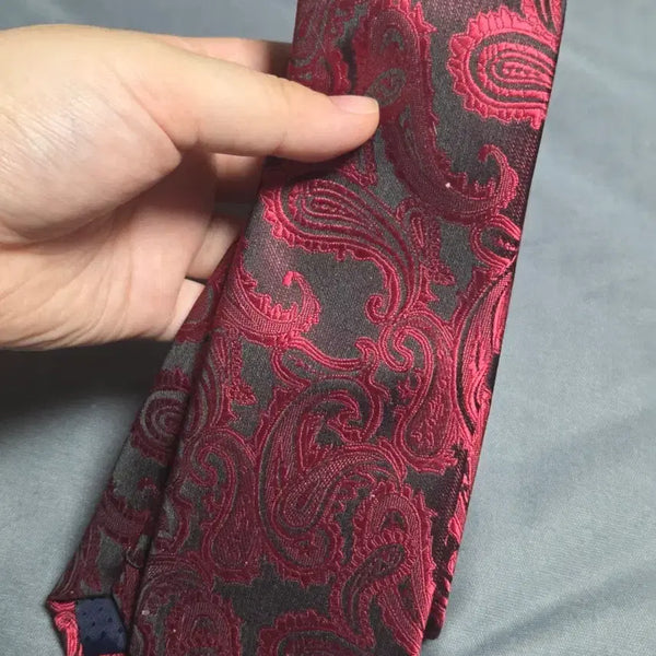 [BUNJANG] Paisley Tie Burgundy Red / 수동 넥타이 페이즐리 버건디 레드