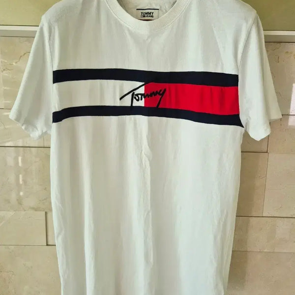 [BUNJANG] Tommy Jeans Logo T-Shirt White / 타미진스 로고 반팔티 화이트