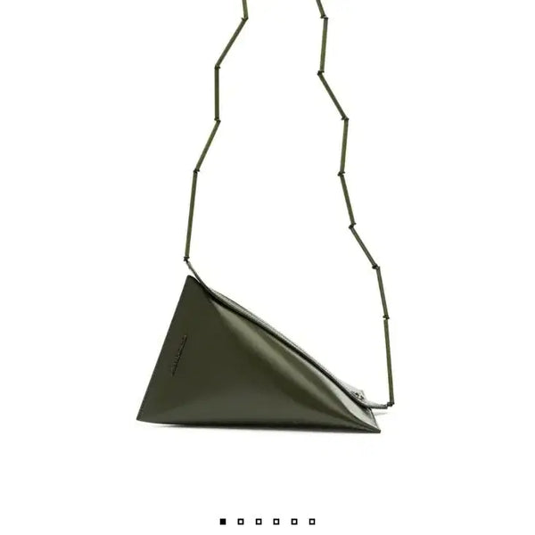 [BUNJANG] Umber Postpast Triangle Bag 3 Leather Shoulder Bag Khaki / 엄버 포스트파스트 트라이앵글백 3 레더 숄더백 카키