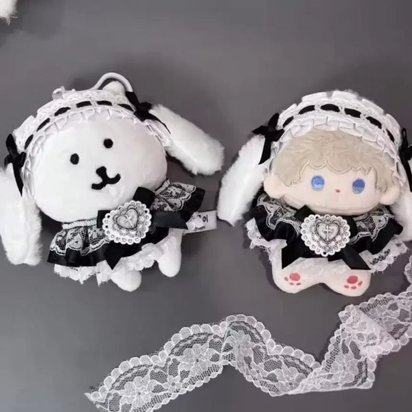 [BUNJANG] 10cm Doll Maid Outfit Set - Lace Black / 새상품 10cm 인형 옷 세트, 레이스 메이드복 블랙 인형옷