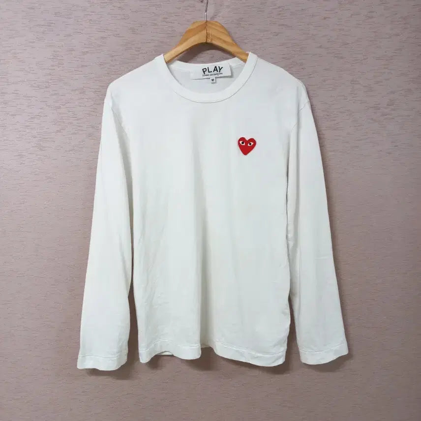 [BUNJANG] Comme des Garçons Play White Long Sleeve T-Shirt / B8-6/플레이꼼데가르송 화이트 긴팔 티셔츠