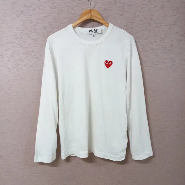 [BUNJANG] Comme des Garçons Play White Long Sleeve T-Shirt / B8-6/플레이꼼데가르송 화이트 긴팔 티셔츠