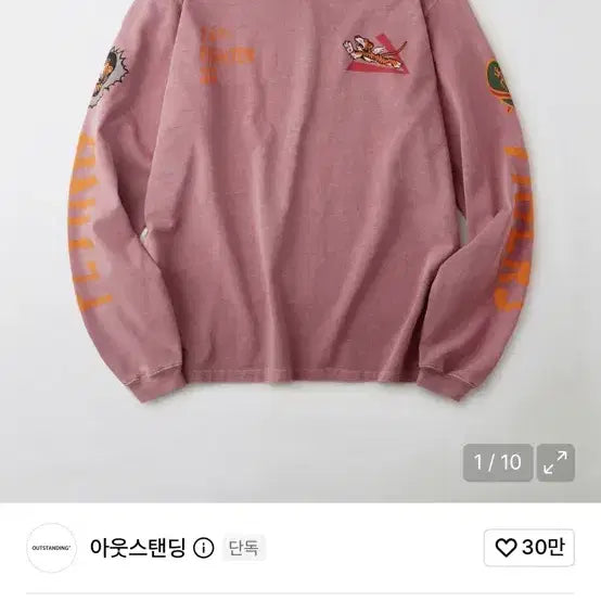 [BUNJANG] Outstanding MIL SERIES LONG SLEEVE (74TH FIGHTER) Pigment Pink T-Shirt / 아웃스탠딩 티셔츠