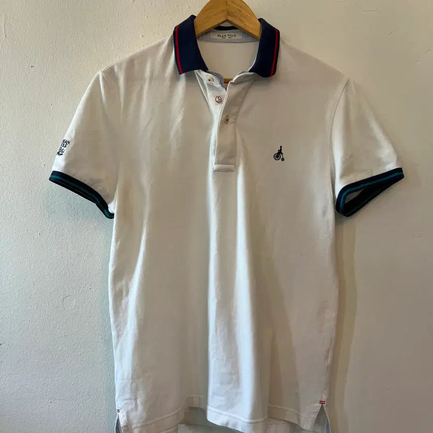 [BUNJANG] Beanpole Men's White Skin Fit Polo T-Shirt Size 100 / 빈폴 남성 화이트 스킨핏 PK카라반팔티셔츠 100