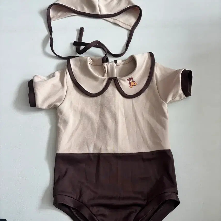 [BUNJANG] Swimmybebe Baby Swimsuit with Hat Set (Size S) / 스윔마베베 수영복 판매합니다.