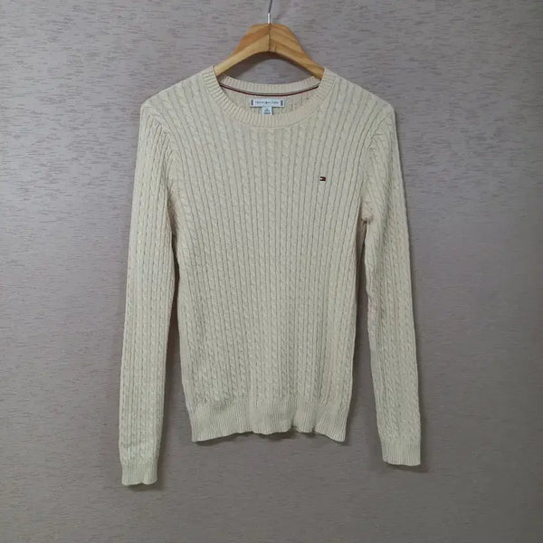 [BUNJANG] Tommy Hilfiger Beige Cable Knit Sweater XS / B8-6/토미힐피거 베이지 꽈배기 니트티