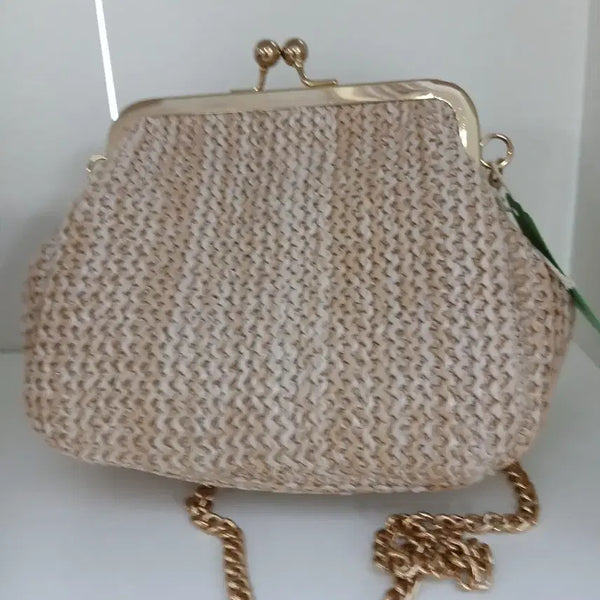 [BUNJANG] Knit Chain Crossbody Bag Beige / 니트 소재 체인백 베이지