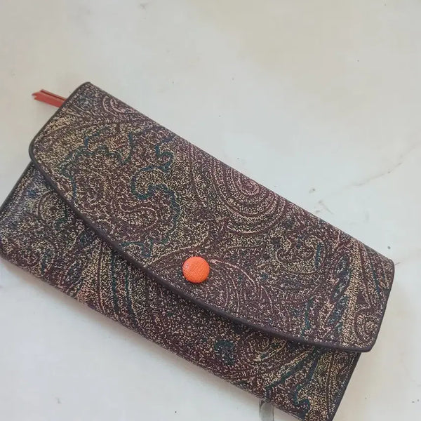 [BUNJANG] Leather Paisley Pattern Long Wallet / 장지갑
