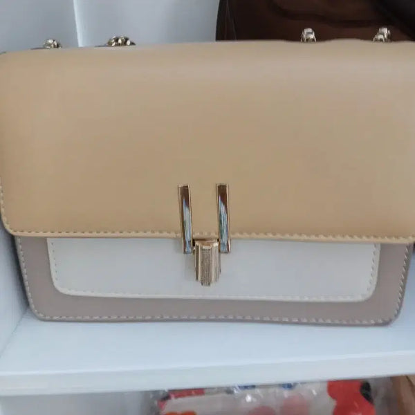 [BUNJANG] Beige Two-Tone Chain Shoulder Bag / 베이지색 투톤 체인 숄더백