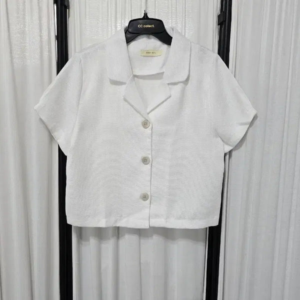 [BUNJANG] White Short-Sleeve Tweed Jacket / 화이트 반팔 트위드 자켓 새상품