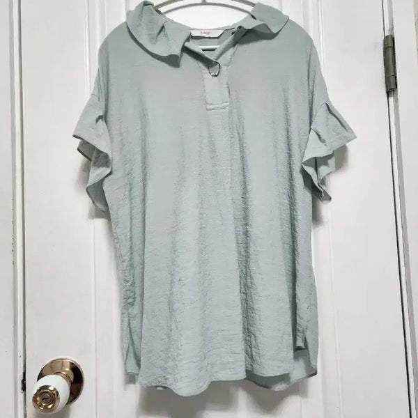 [BUNJANG] SOUP Women's Mint Frill Collar Blouse / SOUP 블라우스 66쯤
