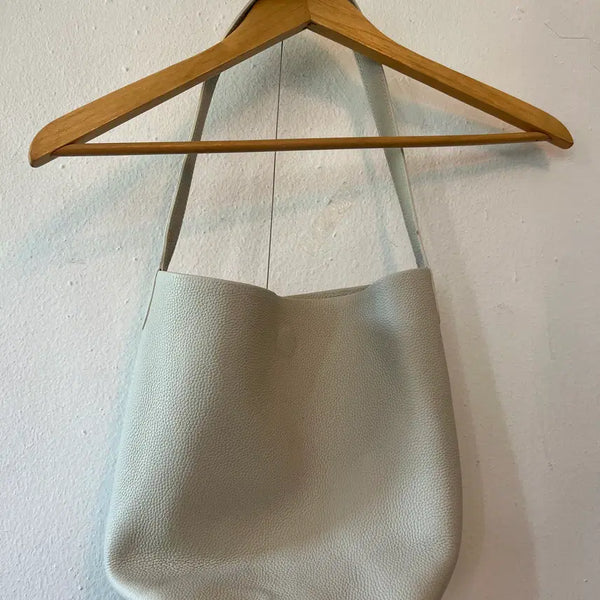 [BUNJANG] Pebbled Soft Leather Shoulder Bag Tote Bag - Ivory Grey / 쇼핑몰 아이보리그레이 페블드 소프트 레더숄더백
