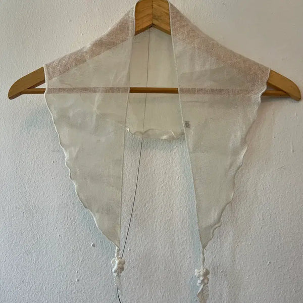 [BUNJANG] Ivory Linen Scarft / (새상품) 쇼핑몰 아이보리 린넨 쁘띠스카프 삼각스카프