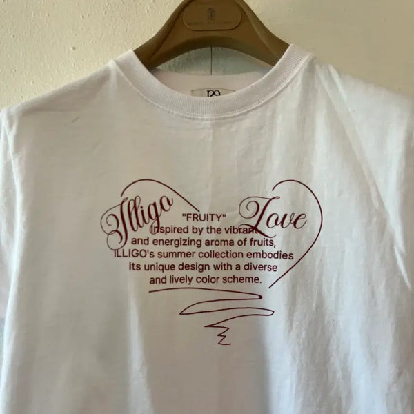 [BUNJANG] Illico Women's White Graphic Crop Top Round Neck Short Sleeve Shirt / 일리고 여성 화이트 그래픽 크롭탑 라운드반팔셔츠