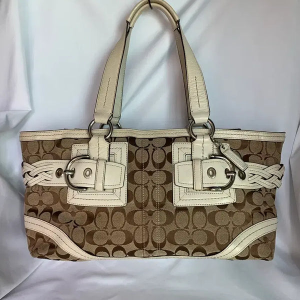 [BUNJANG] Coach White Beige Signature Shoulder Bag / 갸루깔)) Coach 코치 화이트 베이지 갸루 숄더백