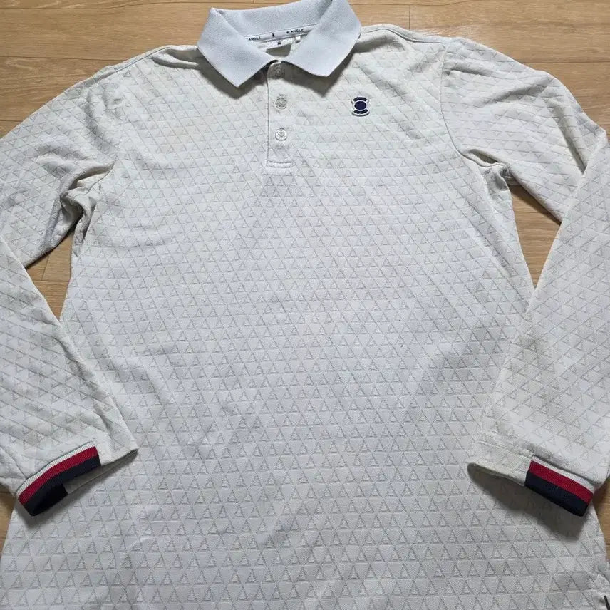 [BUNJANG] W.ANGLE White Embroidered Golf Long-Sleeve Polo Shirt Size 95 / 95.W.ANGLE 흰색 자수 골프 긴팔 카라티