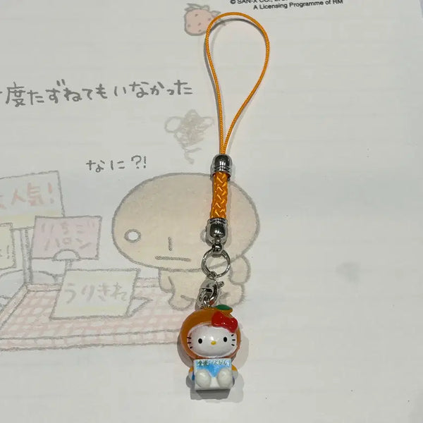 [BUNJANG] Hello Kitty Orange Citrus Mini Keychain / 새상품 키티 키링, 헬로키티 고전 키링, 오렌지 귤 키티 미니 핸드폰고리 산리오