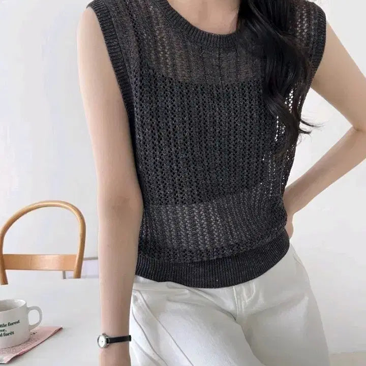 [BUNJANG] Summer Knit Vest Sleeveless Top / 새상품) 니트 조끼 민소매 옷