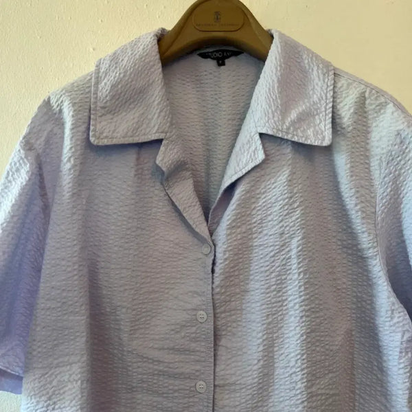 [BUNJANG] Studio Lab Women's Seersucker Cotton Shirt Blouse / 스튜디오랩 여성 연보라 시어서커 지지미코튼 셔츠블라우스