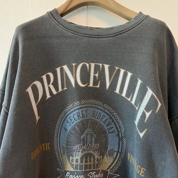 [BUNJANG] RAVE Women's Grey Graphic Sweatshirt (Size 01) / 레이브 여성 그레이 프린스빌 맨투맨티셔츠 루즈핏맨투맨 01