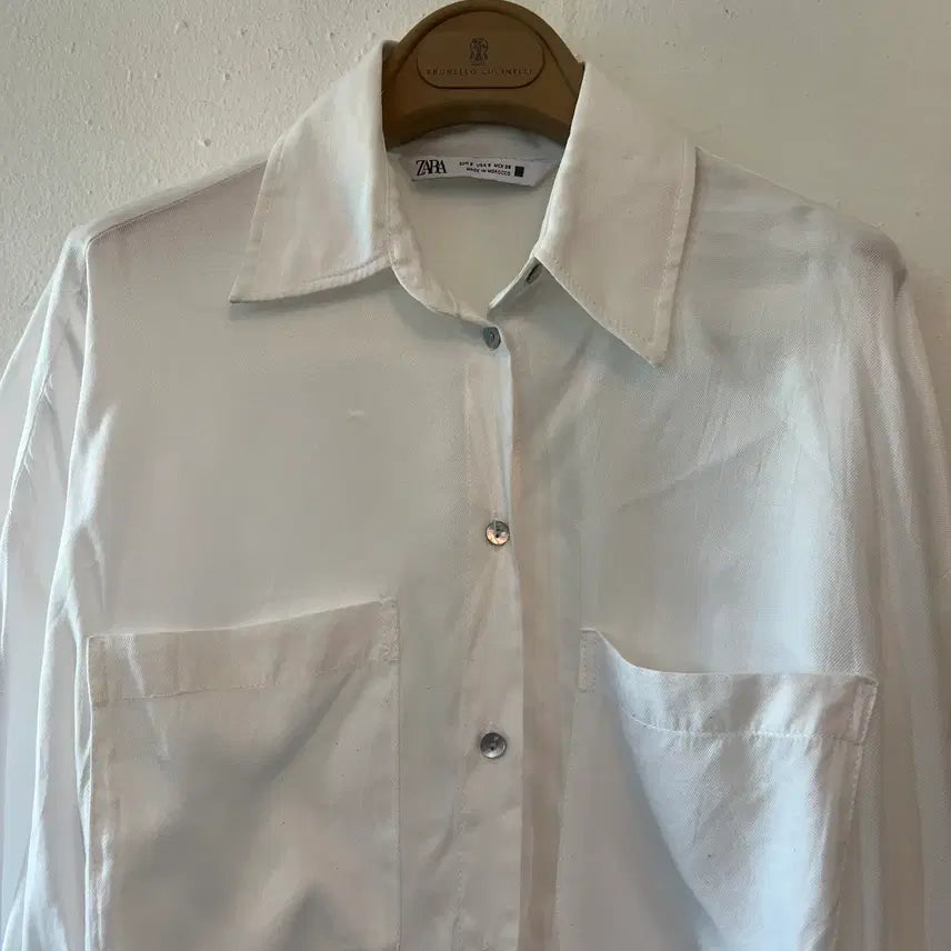 [BUNJANG] Zara Women's Ivory Loose Fit Shirt Blouse - Size S / 자라 여성 아이보리 루즈핏셔츠 셔츠블라우스 S