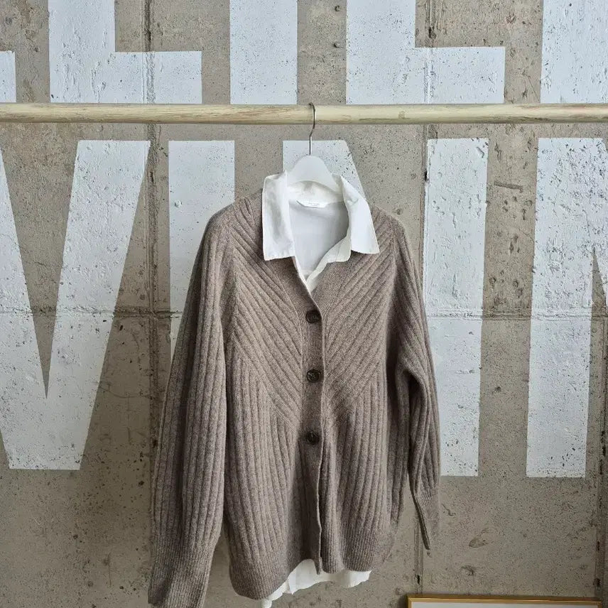 [BUNJANG] Wool Blend Ribbed Knit Cardigan / 행사5)울혼방 골지 니트가디건