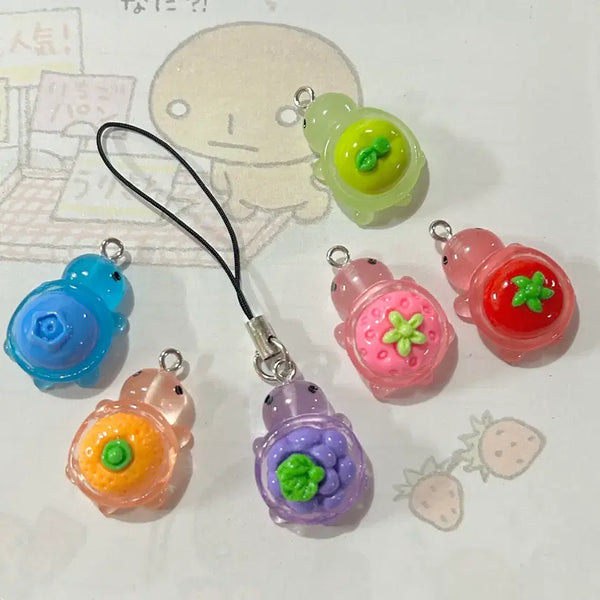 [BUNJANG] Glow-in-the-Dark Fruit Turtle Keychain / 새상품 야광 과일 거북이 키링