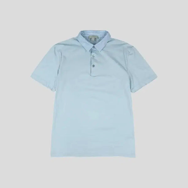 [BUNJANG] COS Sky Blue Collar Neck Cotton Short Sleeve T-Shirt / COS 코스 스카이블루 카라넥 코튼 반팔 티셔츠 MADE IN PORTUGAL S-M