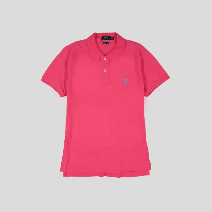 [BUNJANG] Polo Ralph Lauren Pigment Cotton Skinny Fit Pique Short Sleeve T-Shirt / 폴로랄프로렌 피그먼트 핫핑크 블루포니 카라넥 스키니핏 코튼 PK 피케 반팔 티셔츠 WOMANS L