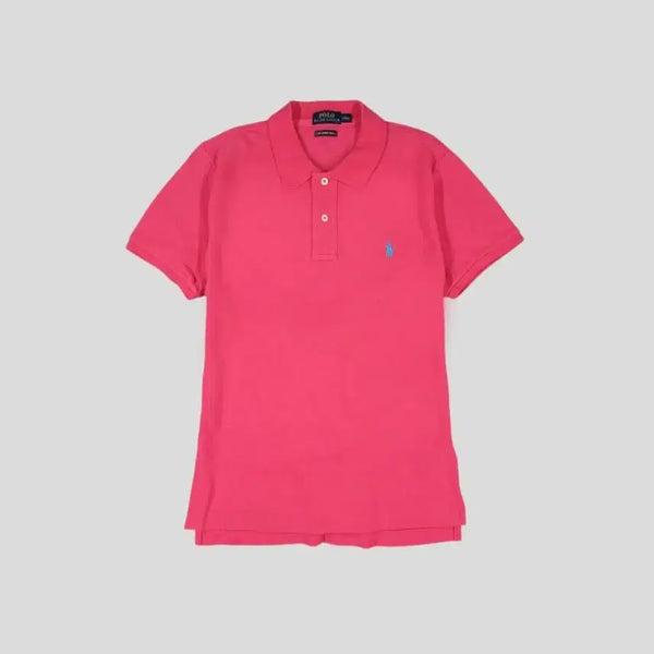 [BUNJANG] Polo Ralph Lauren Pigment Cotton Skinny Fit Pique Short Sleeve T-Shirt / 폴로랄프로렌 피그먼트 핫핑크 블루포니 카라넥 스키니핏 코튼 PK 피케 반팔 티셔츠 WOMANS L