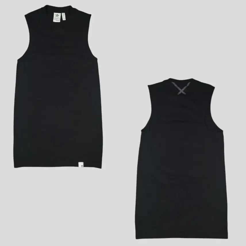 [BUNJANG] Adidas Black Reflective Trefoil Logo Cotton Sleeveless Slim Fit Dress WOMAN M / 아디다스 블랙 리플렉티브 트레포일 로고 절개 코튼 민소매 슬림핏 슬리브리스 나시 원피스 WOMANS M