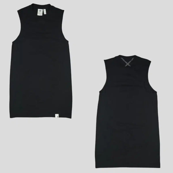 [BUNJANG] Adidas Black Reflective Trefoil Logo Cotton Sleeveless Slim Fit Dress WOMAN M / 아디다스 블랙 리플렉티브 트레포일 로고 절개 코튼 민소매 슬림핏 슬리브리스 나시 원피스 WOMANS M