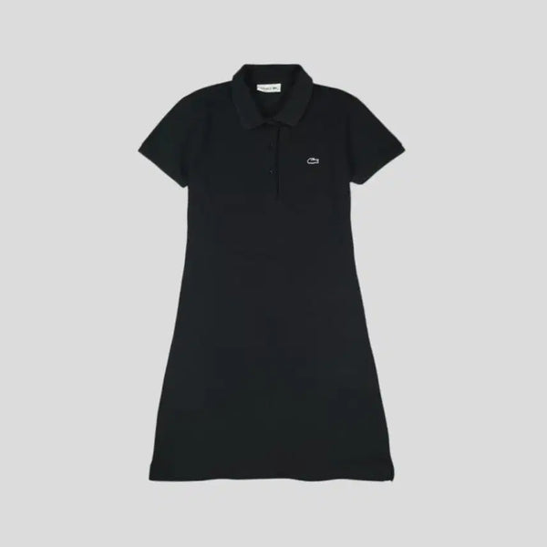 [BUNJANG] Lacoste Black Tonton Croc Logo Collar Cotton Blend Short Sleeve Dress WOMAN'S M / 라코스테 블랙 톤톤 크록로고 카라넥 코튼블렌드 반팔 원피스 WOMANS M
