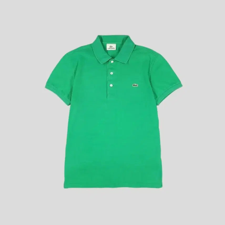 [BUNJANG] Lacoste Green Crocodile Logo Collar Cotton Blend Pique Short Sleeve T-Shirt / 라코스테 그린 크록로고 카라넥 코튼블렌드 PK 피케 반팔 티셔츠 M