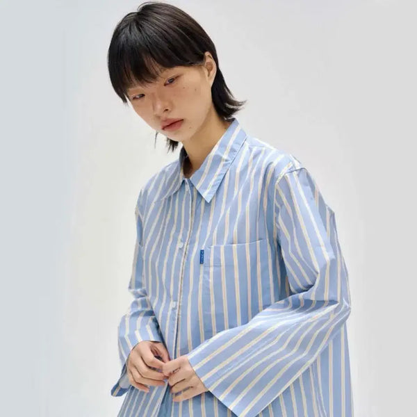 [BUNJANG] PINCA Classic Shirt Blue Layer Stripe / 핀카 클래식 셔츠 - 블루 레이어 스트라이프